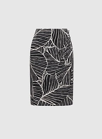 Leaf Print Pencil Skirt