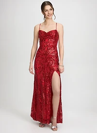 Sequined Lace-Up Dress