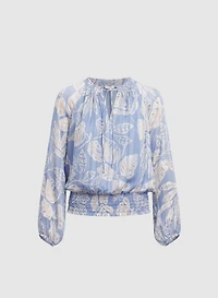 Blouse en chiffon à motif de feuilles