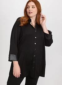 Vegan Leather Trim Top