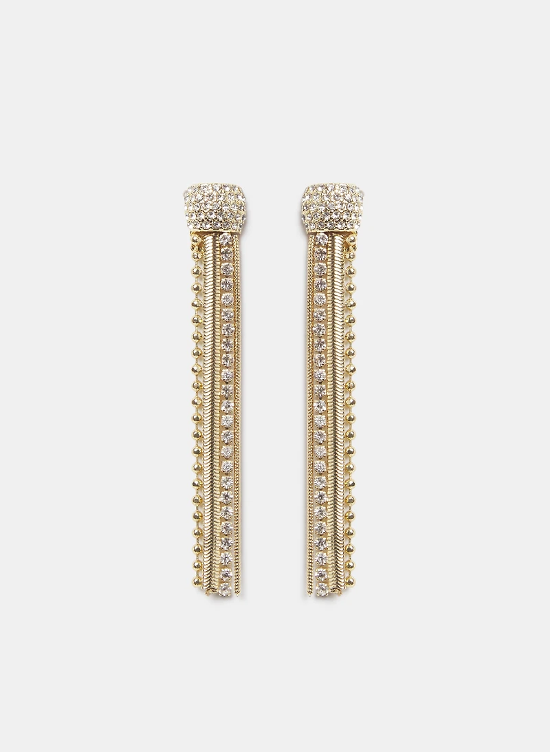 Boucles d'oreilles à chaînes et cristaux