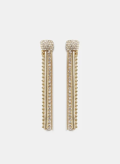 Boucles d'oreilles à chaînes et cristaux 