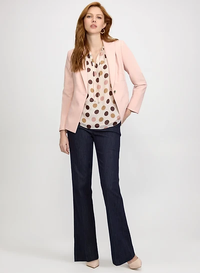 Darts Detail Jacket & Flare-Leg Denim Pants