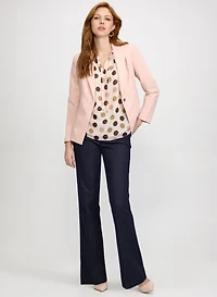 Darts Detail Jacket & Flare-Leg Denim Pants