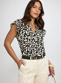 Blouse à motif de feuilles