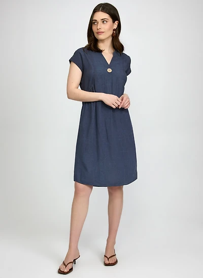 Robe droite en mélange de lin