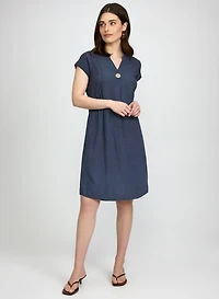 Robe droite en mélange de lin