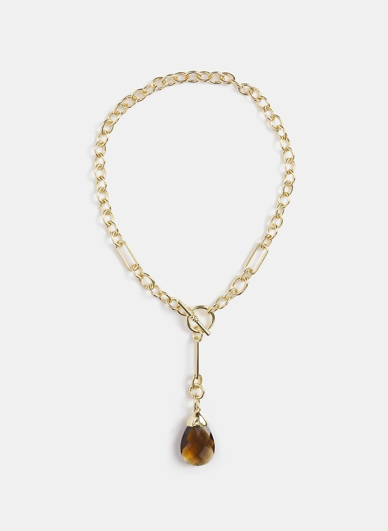 Faceted Stone Toggle Necklace