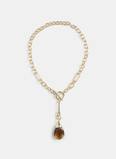 Faceted Stone Toggle Necklace