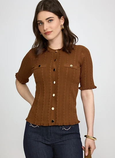 Cardigan à maille torsadée