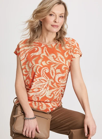 Haut paisley à encolure bateau