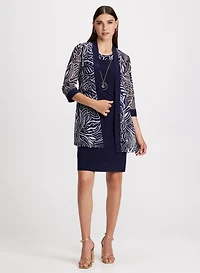 Mesh Jacket, Dress & Necklace Set