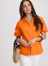 Blouse manches bouffantes en coton
