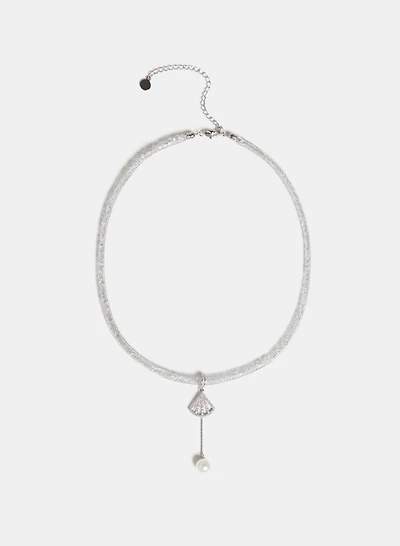 Collier pendentif à éventail et perle