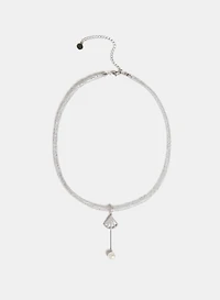 Pearl Drop Mesh Collar Necklace