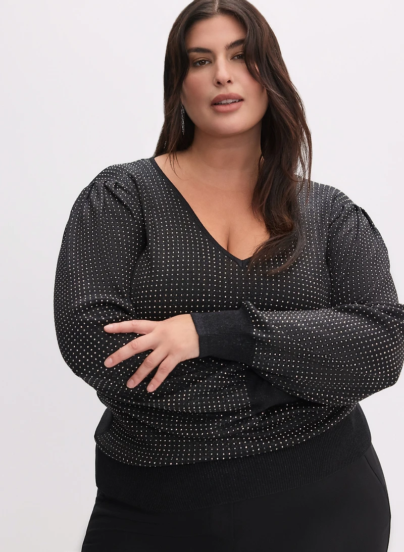 Rhinestone Detail Sweater
