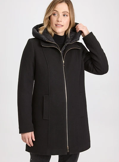 Stretch Wool Blend Coat