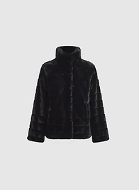 Ribbed Faux Fur Coat