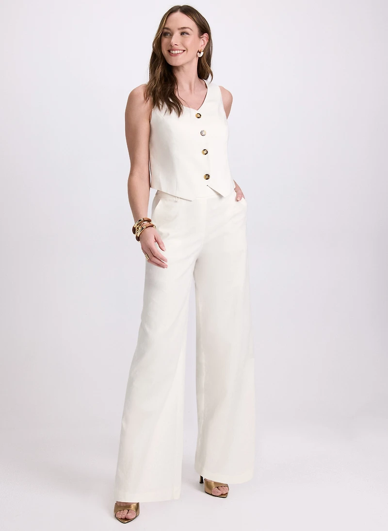 Linen-Blend Vest & Olivia Wide-Leg Pants