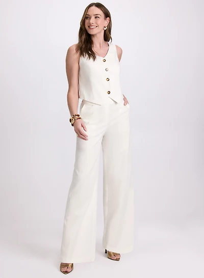 Linen-Blend Vest & Olivia Wide-Leg Pants