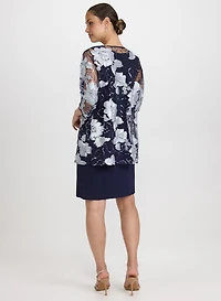 Floral Embroidered Jacket & Dress Set