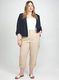 Open-Front Blazer & Drawstring Hem Capris