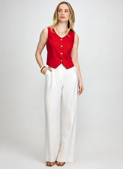 Veste sans manches et pantalon Olivia large