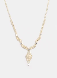 Cubic Zirconia Filigree Pendant Necklace