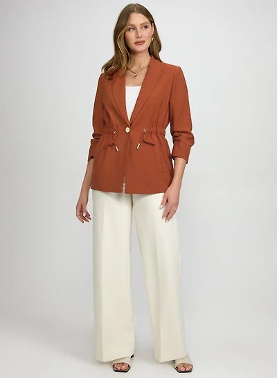 Drawstring Waist Blazer & Olivia Wide-Leg Pants