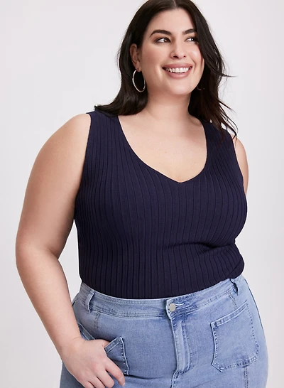 Sleeveless Ribbed Knit Sweater