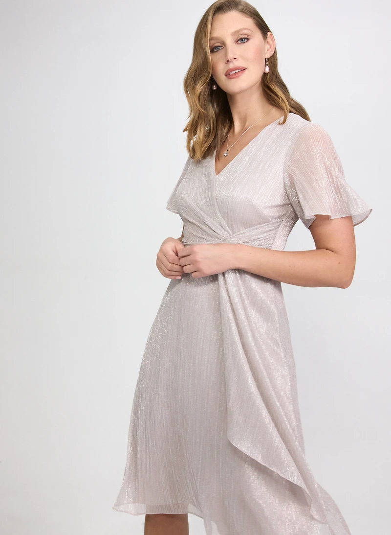 Metallic Plissé Dress
