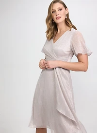 Metallic Plissé Dress