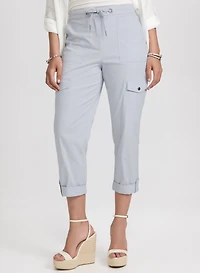 Cotton Drawstring Waist Cargo Capris