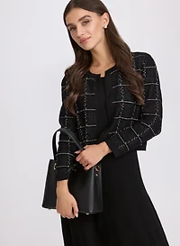 Plaid Jacket & Knit Dress