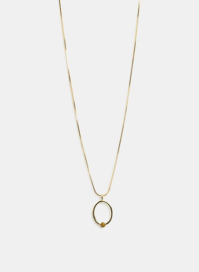 Collier pendentif rond à pierre