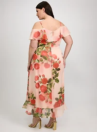 Rose Print Midi Dress