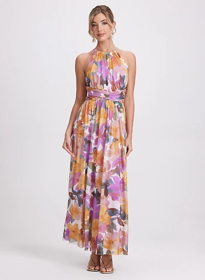 Robe florale à col licou