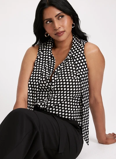 Blouse sans manches à pois