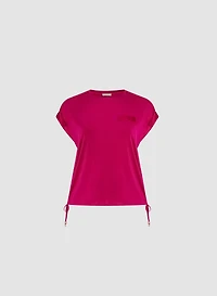 T-shirt uni à détails satinés