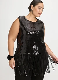 Sequined Fringe Hem Top
