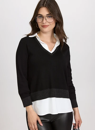 Haut en tricot trompe-l'oeil
