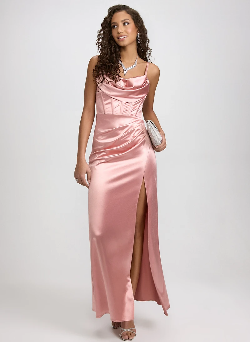 Cowl Neck Corset Dress