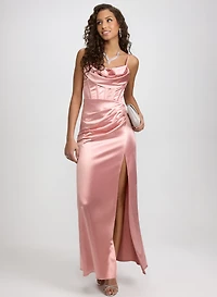 Cowl Neck Corset Dress