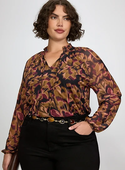 Blouse en filet à motif abstrait