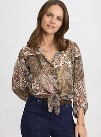 Blouse à motif paisley en chiffon