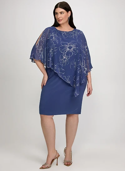 Metallic Floral Overlay Dress