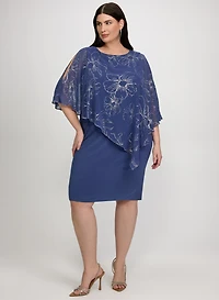 Metallic Floral Overlay Dress