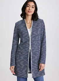 Long Contrasting Trim Bouclé Jacket