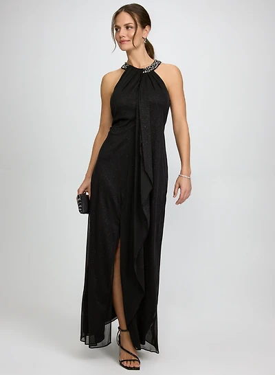 Glitter Halter Neck Dress