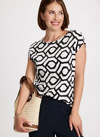 Haut géométrique à encolure dégagée